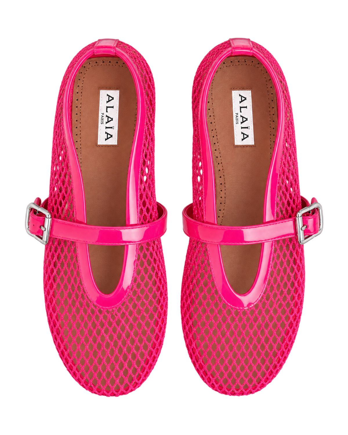 Alaïa Fuschia BALLET FLATS IN FISHNET