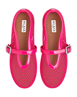 Alaïa Fuschia BALLET FLATS IN FISHNET