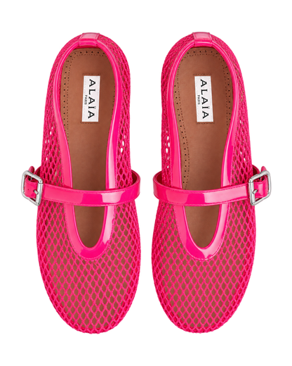 Alaïa Fuschia BALLET FLATS IN FISHNET