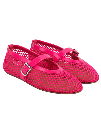 Alaïa Fuschia BALLET FLATS IN FISHNET
