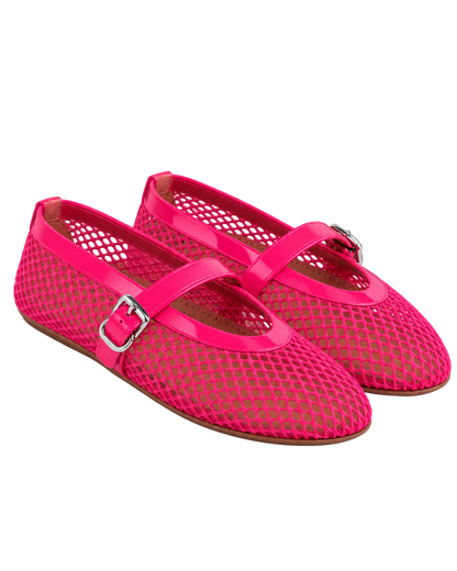 Alaïa Fuschia BALLET FLATS IN FISHNET
