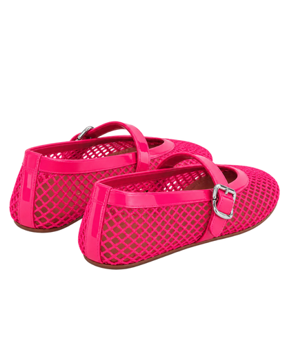 Alaïa Fuschia BALLET FLATS IN FISHNET