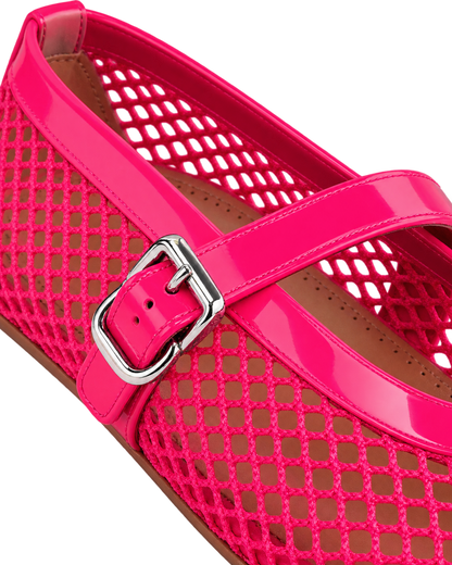 Alaïa Fuschia BALLET FLATS IN FISHNET
