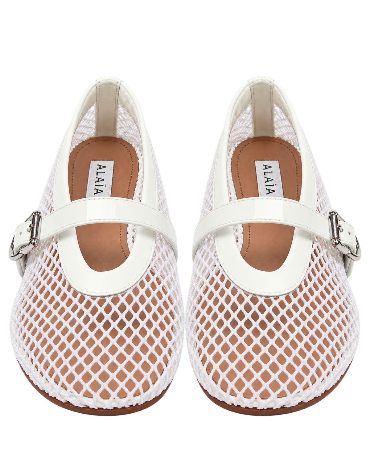 Alaïa Leather-trimmed fishnet ballet flats