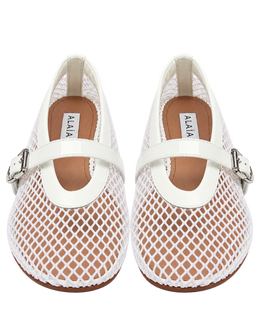 Alaïa Leather-trimmed fishnet ballet flats