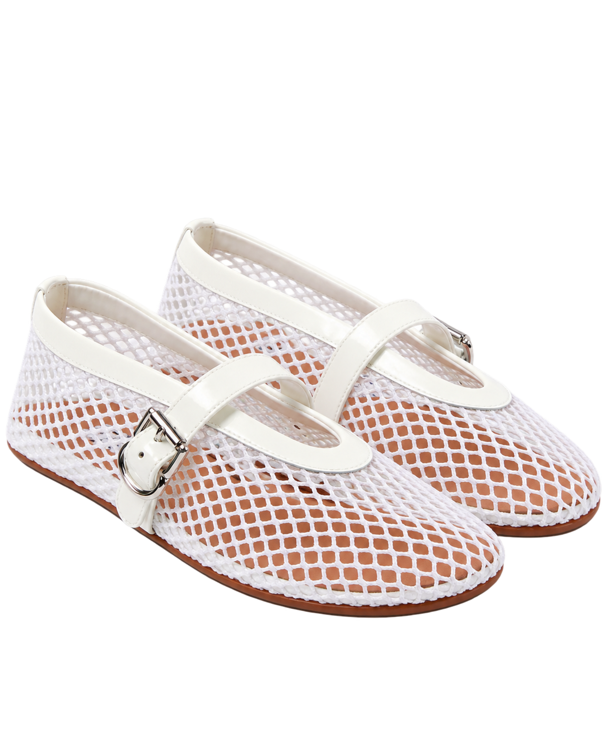 Alaïa Leather-trimmed fishnet ballet flats