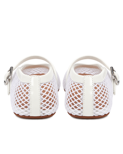 Alaïa Leather-trimmed fishnet ballet flats