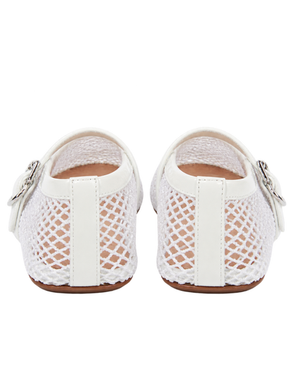 Alaïa Leather-trimmed fishnet ballet flats