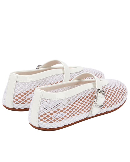 Alaïa Leather-trimmed fishnet ballet flats