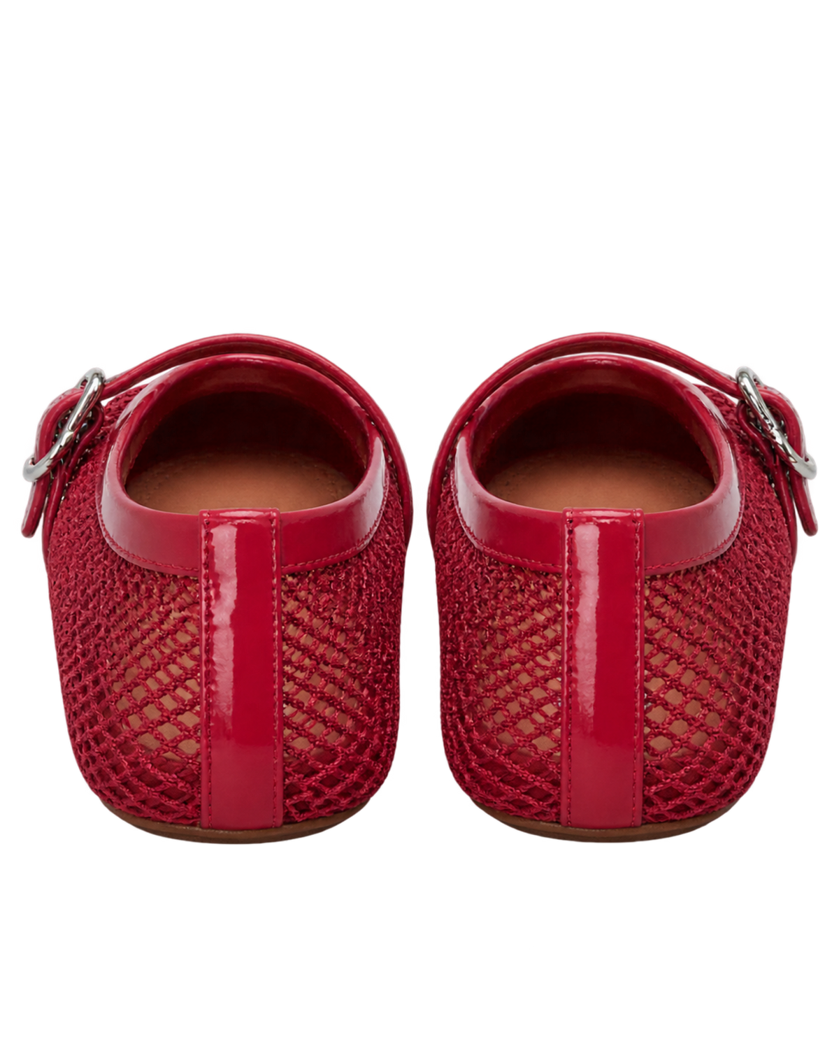 Alaïa Leather-trimmed fishnet Mary Jane flats
