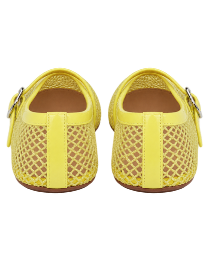 Alaïa Lemon Yellow BALLET FLATS IN FISHNET