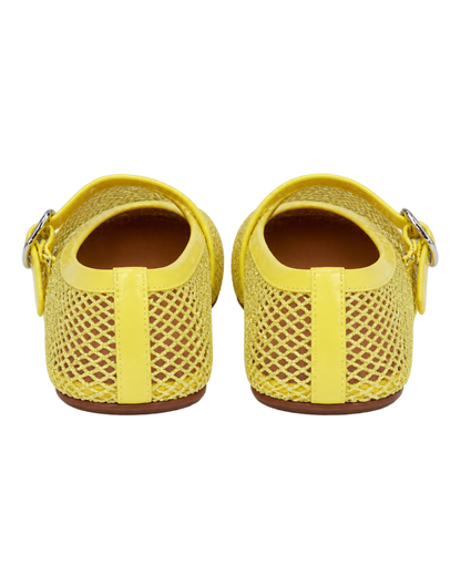 Alaïa Lemon Yellow BALLET FLATS IN FISHNET