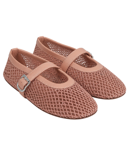 Alaïa Nude BALLET FLATS IN FISHNET