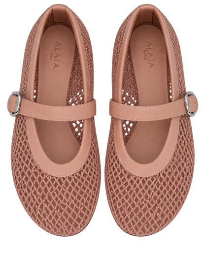 Alaïa Nude BALLET FLATS IN FISHNET