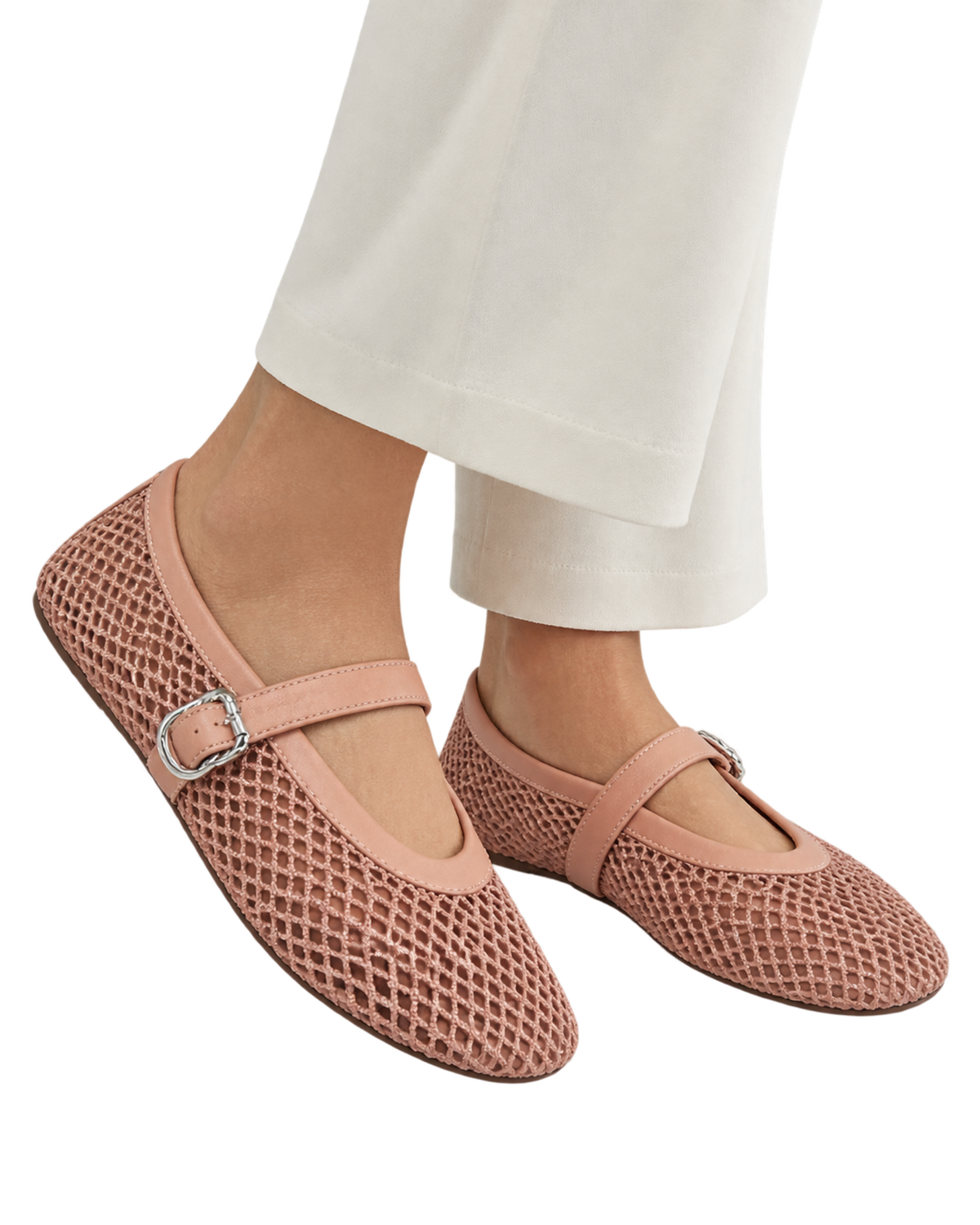Alaïa Nude BALLET FLATS IN FISHNET