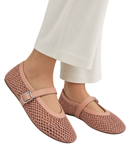 Alaïa Nude BALLET FLATS IN FISHNET