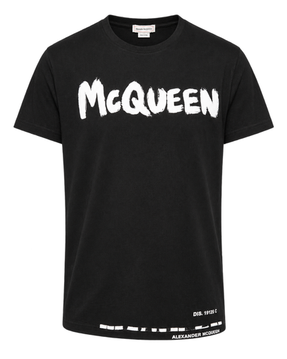 Alexander McQueen Black Cotton Graffiti Logo T-Shirt L