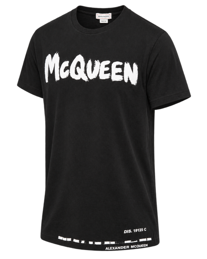 Alexander McQueen Black Cotton Graffiti Logo T-Shirt L