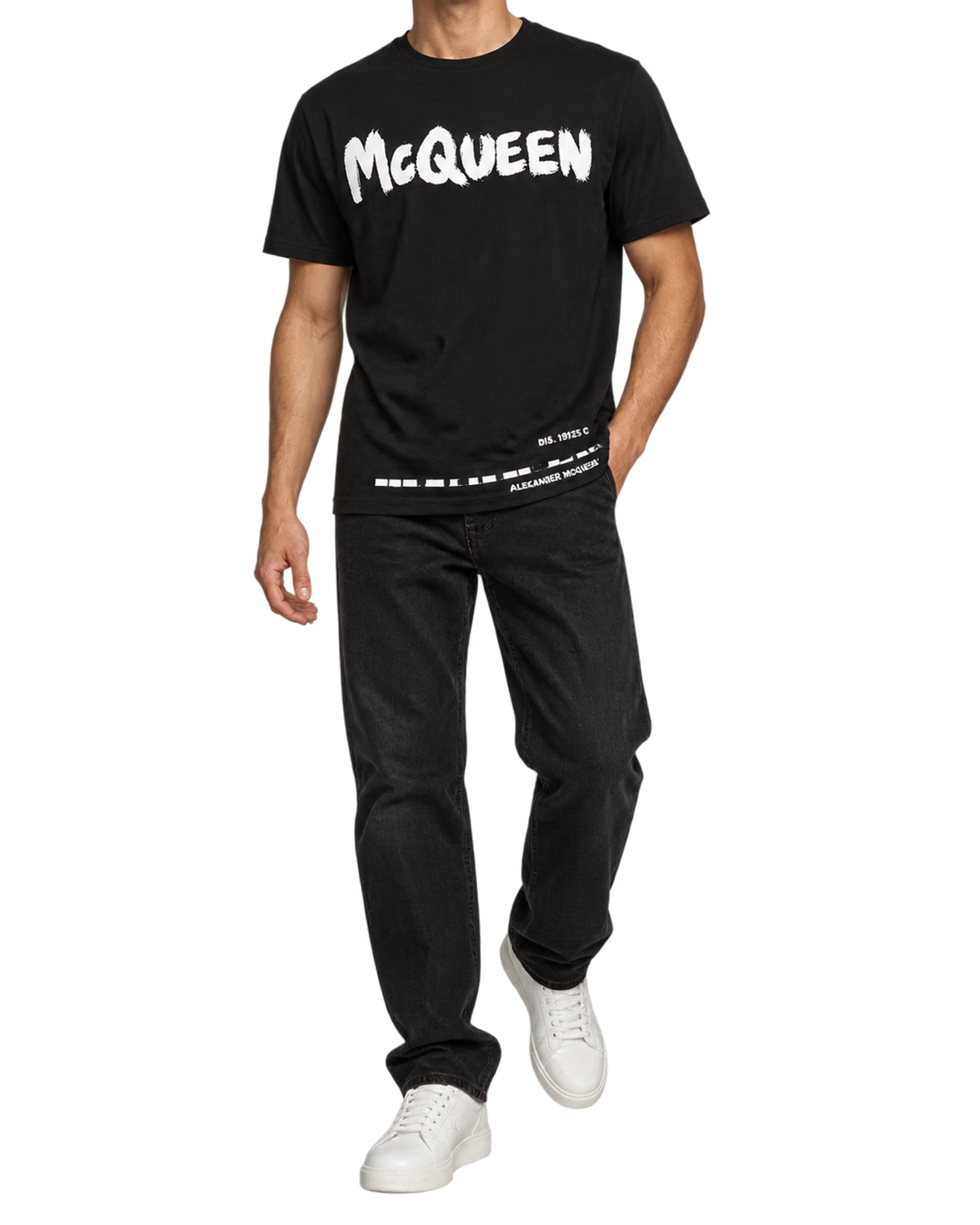 Alexander McQueen Black Cotton Graffiti Logo T-Shirt L