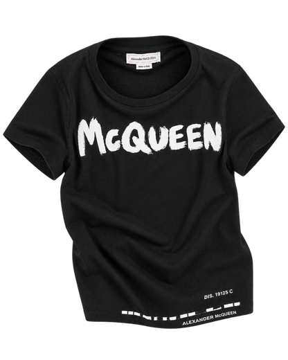 Alexander McQueen Black Cotton Graffiti Logo T-Shirt L