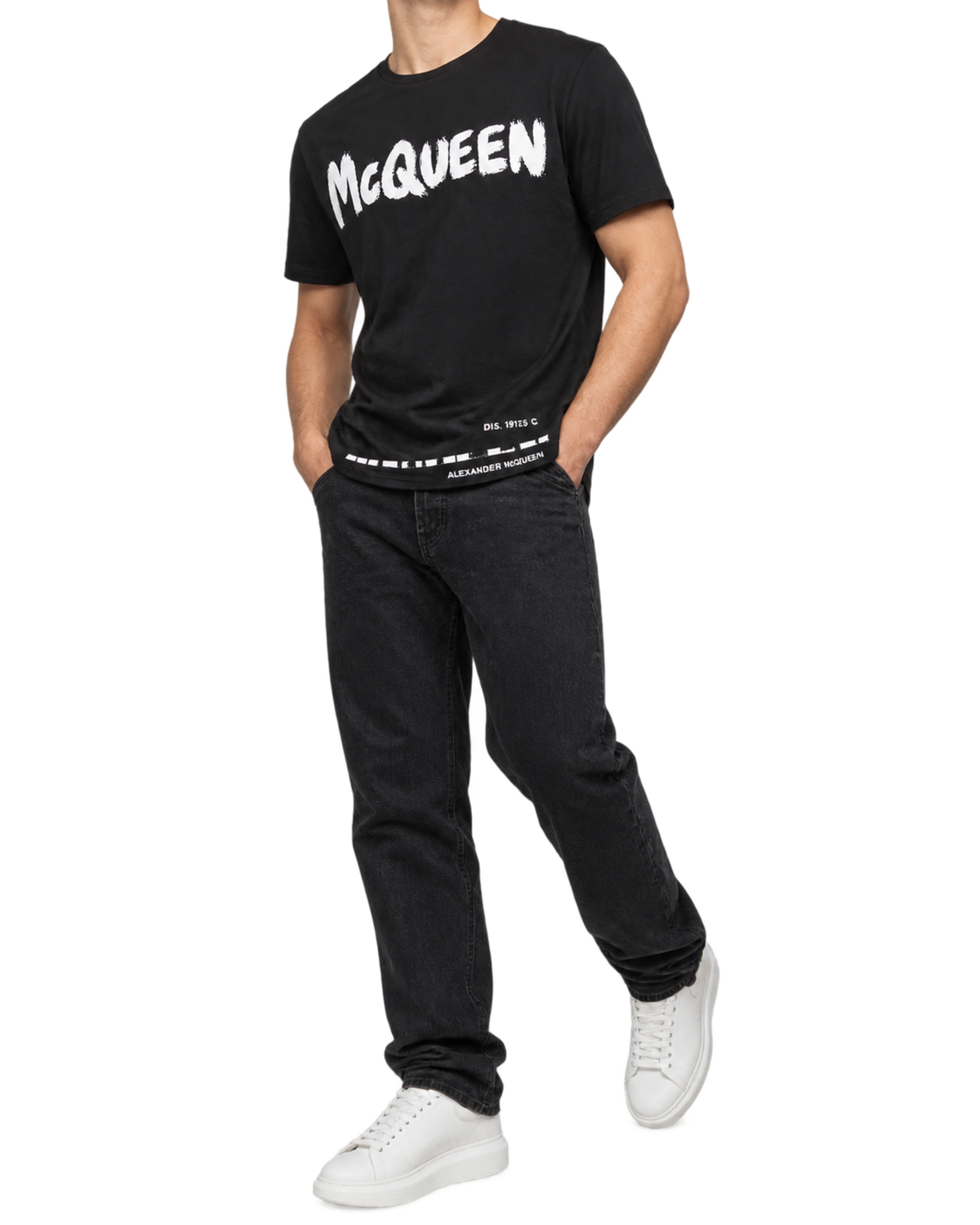 Alexander McQueen Black Cotton Graffiti Logo T-Shirt L
