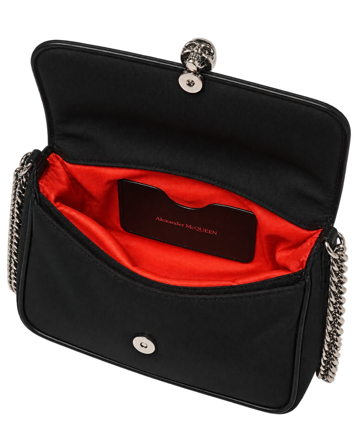 ALEXANDER MCQUEEN Nylon Graffiti Skull Small Crossbody Bag Black White
