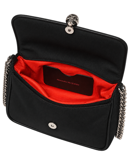 ALEXANDER MCQUEEN Nylon Graffiti Skull Small Crossbody Bag Black White