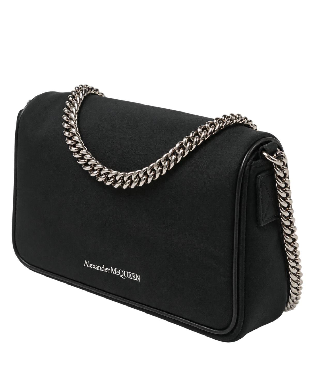 ALEXANDER MCQUEEN Nylon Graffiti Skull Small Crossbody Bag Black White