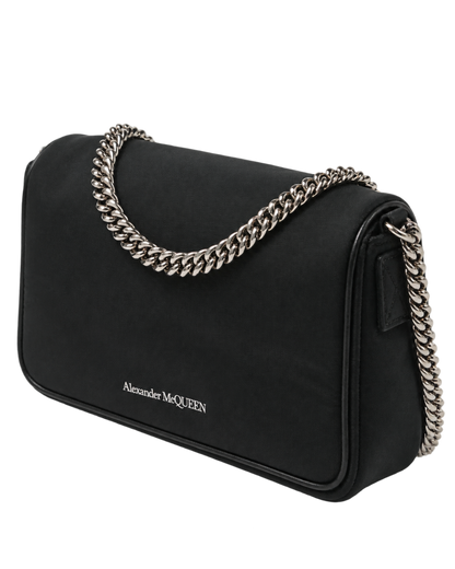 ALEXANDER MCQUEEN Nylon Graffiti Skull Small Crossbody Bag Black White
