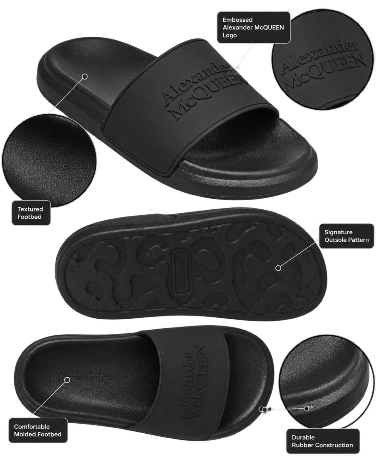 Alexander McQueen Pool Slides in Rubber