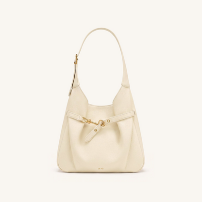 Alina Pebbled Hobo Bag - White