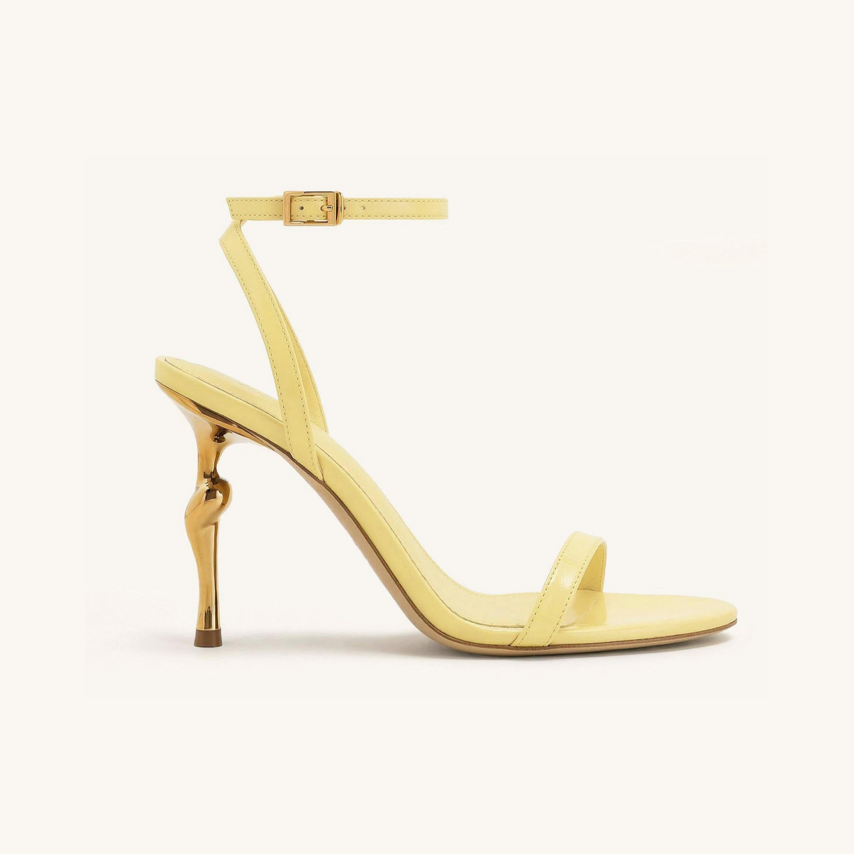 Alivia Gold Metal Heel Sandals - Pale Yellow
