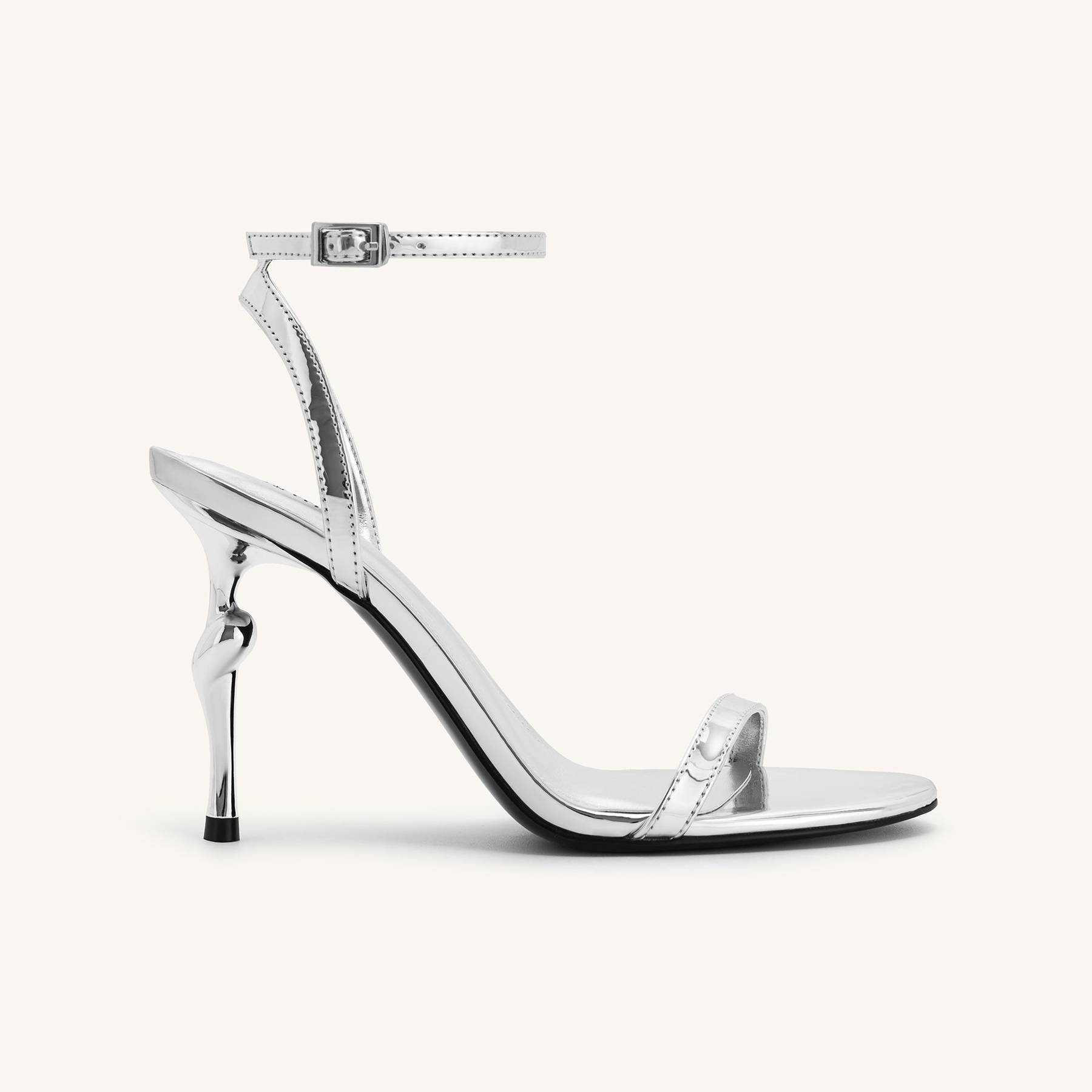 Alivia Gold Metal Heel Sandals - Silver