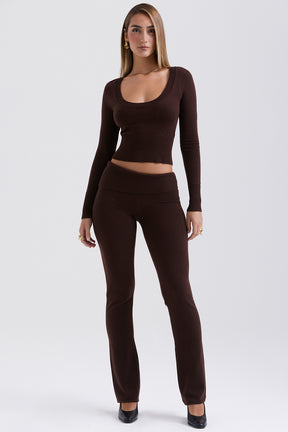 Chocolate cashmere blend trousers