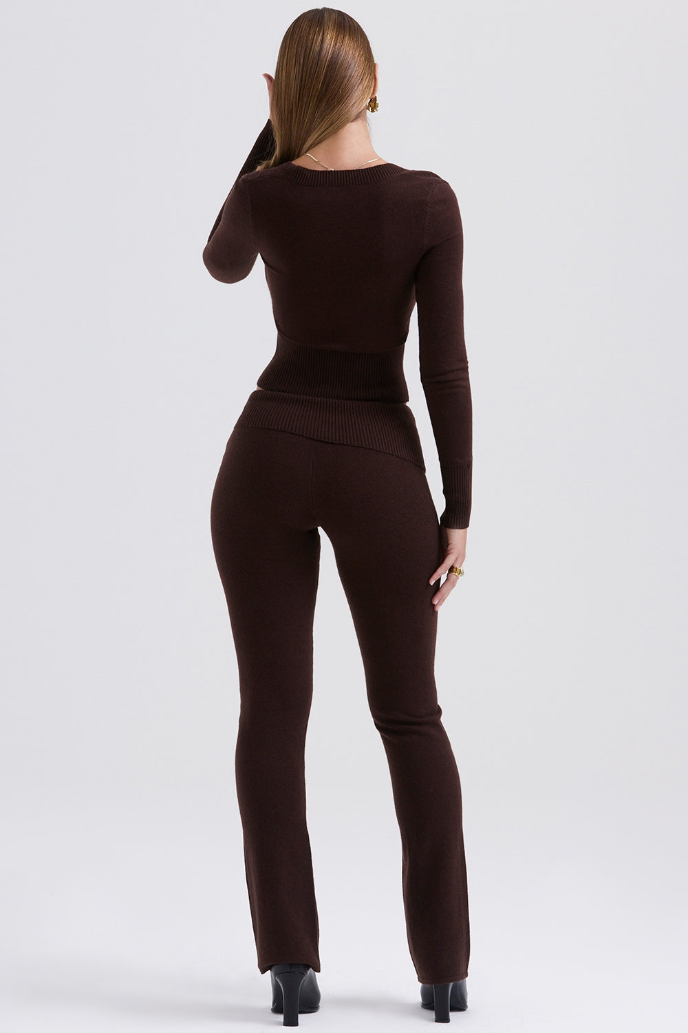 Chocolate cashmere blend trousers