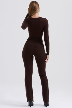 Chocolate cashmere blend trousers