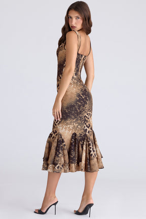 Amaria leopard print hand beaded embellished midi dress - limited edition