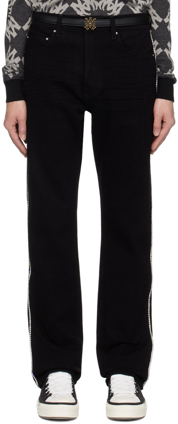 AMIRI Black Crystal Stripe Slim Jeans