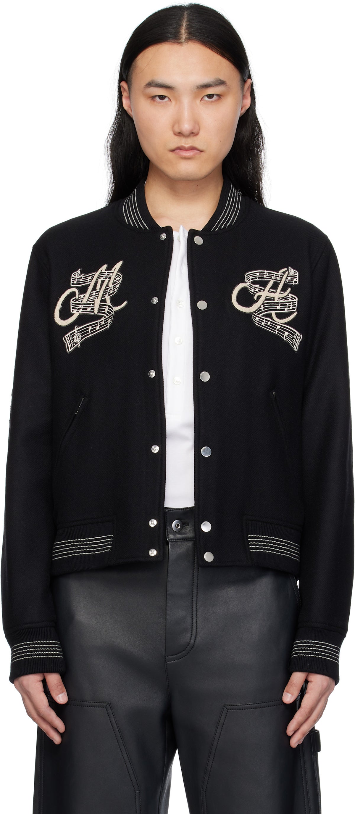 AMIRI Black 'Hollywood Music Club' Bomber Jacket