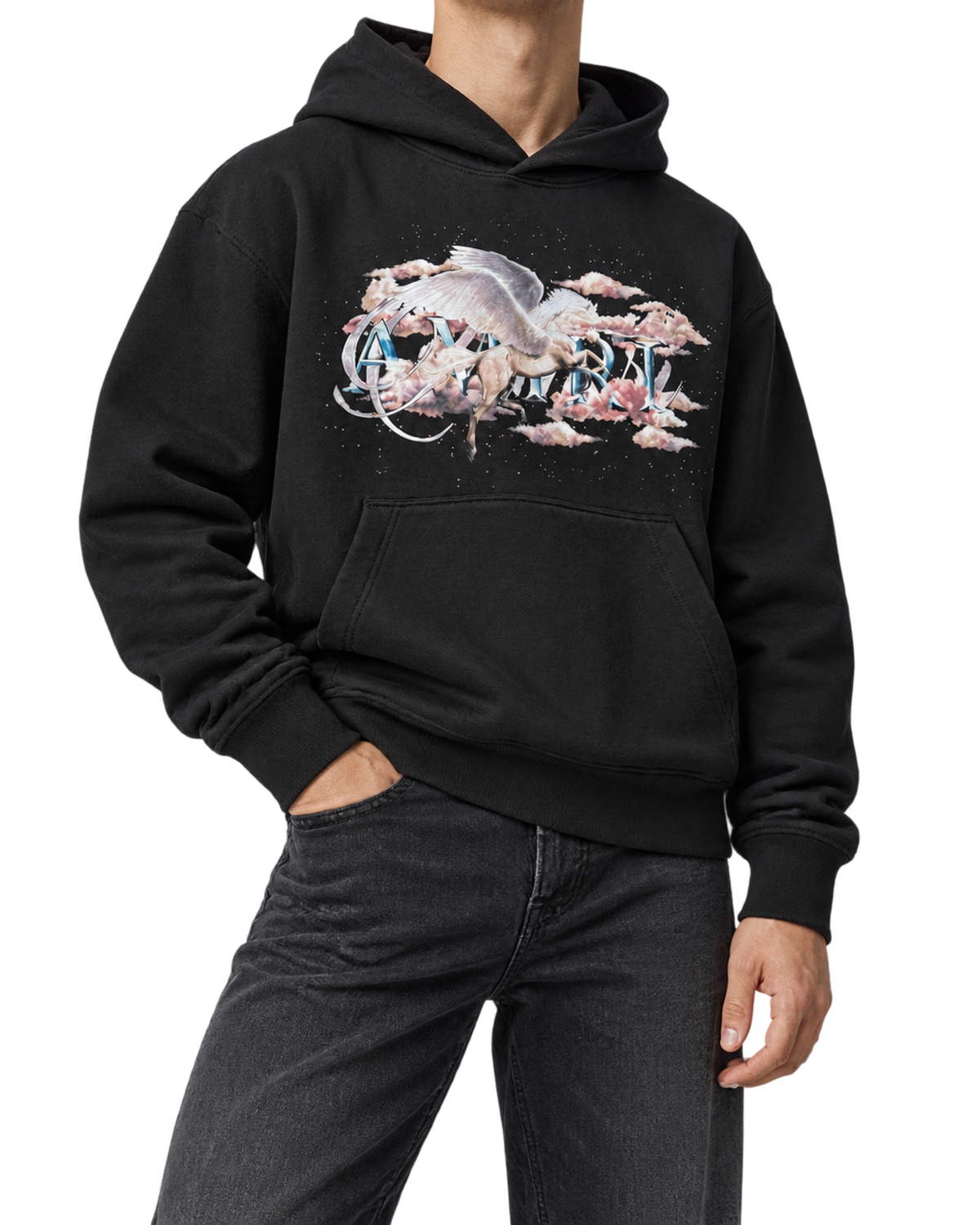 AMIRI Black Pegasus Script Hoodie