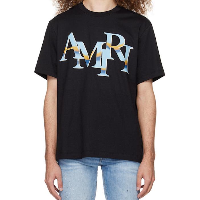 Amiri AMIRI Black Staggered Chrome T-Shirt - Size: XS T-Shirts | Shop From The Mirage