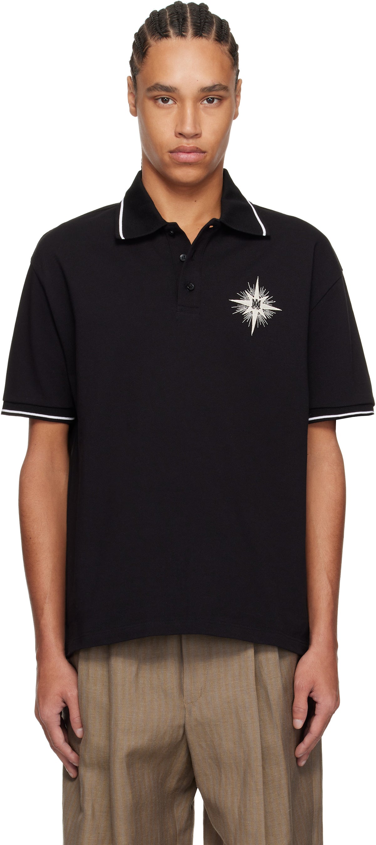 AMIRI Black Starburst Polo