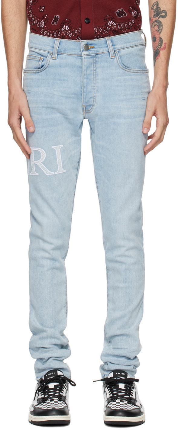 AMIRI Blue Bandana Jacquard Logo Jeans