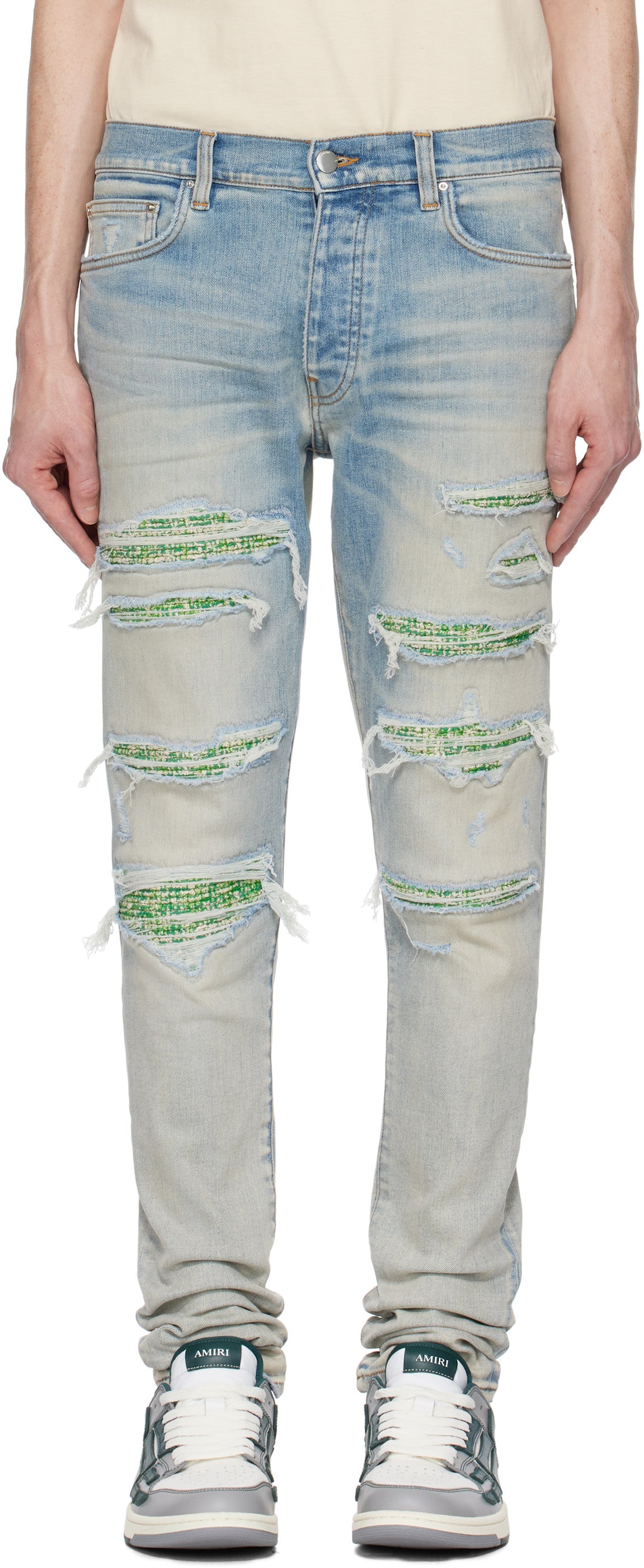 AMIRI Blue Boucle Thrasher Jeans