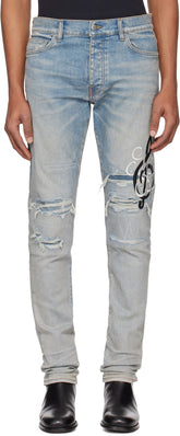 AMIRI Blue MA Music Note Skinny Jeans