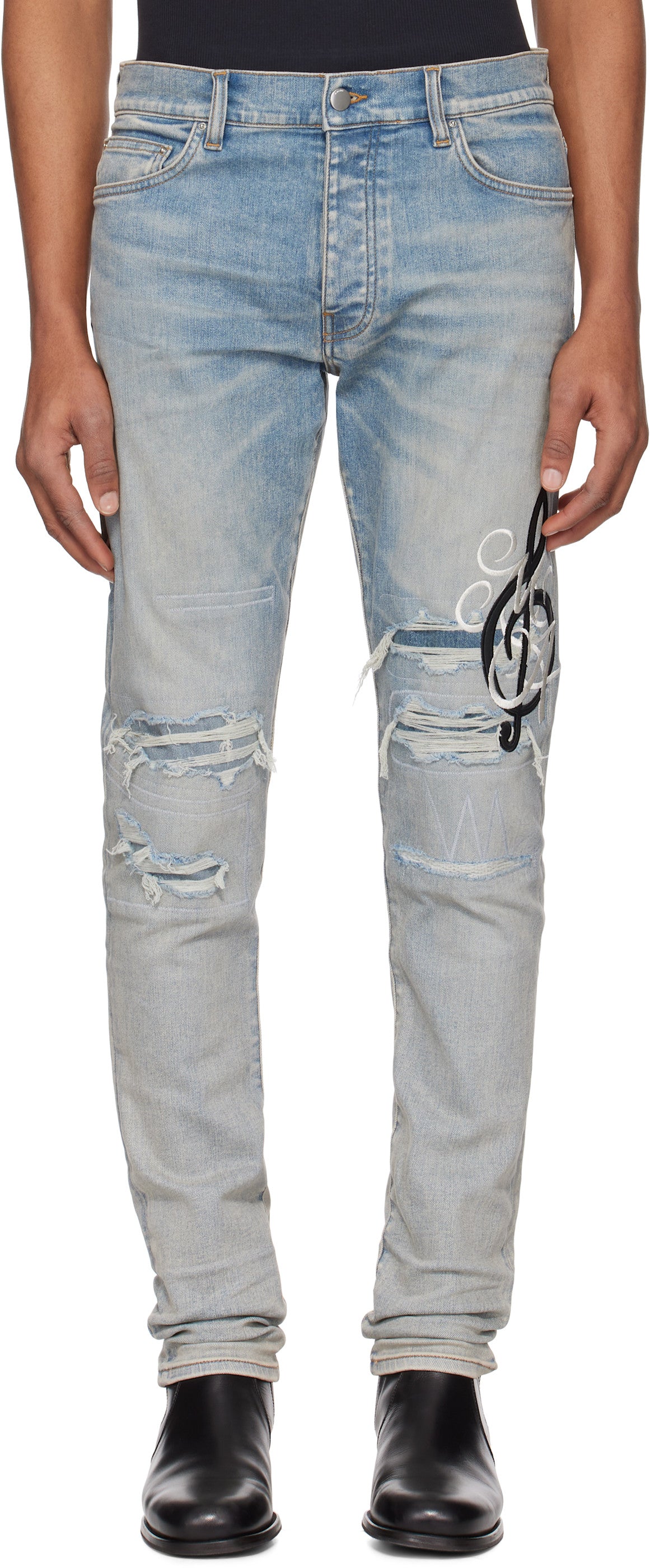 AMIRI Black XO Snake Jeans