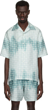 AMIRI Blue 'MA' Quad Bleached Camp Shirt