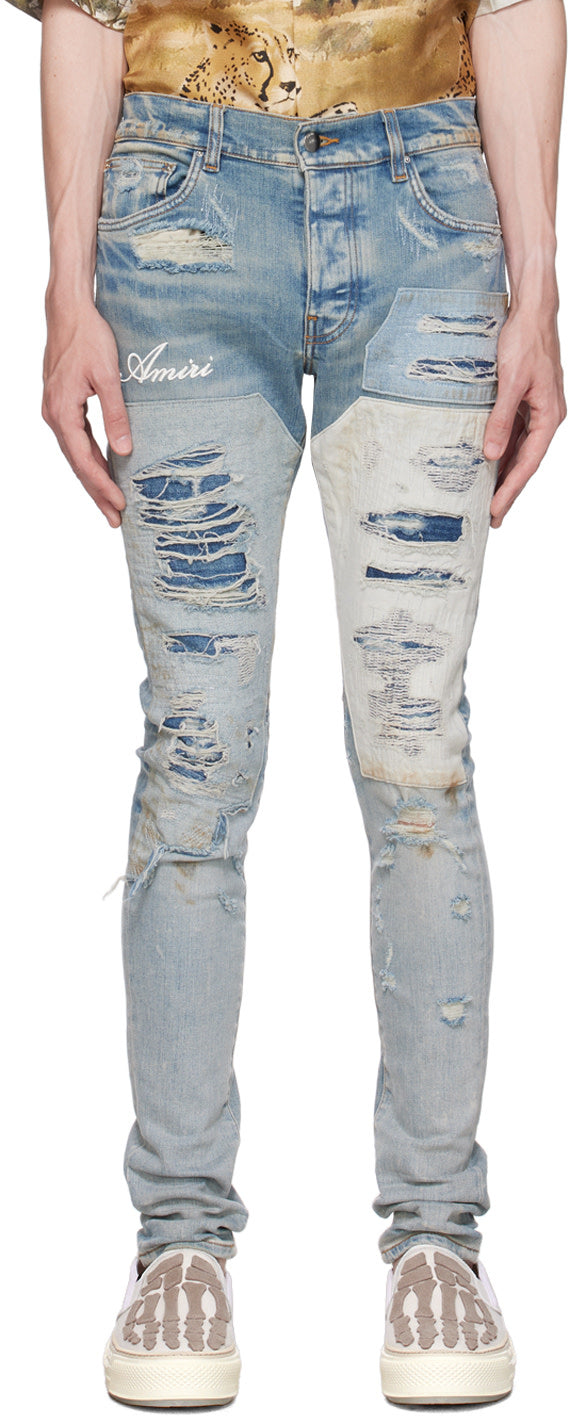 AMIRI Blue Paneled Jeans