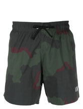 Amiri Core Logo Camo Swim Shorts in Military Green