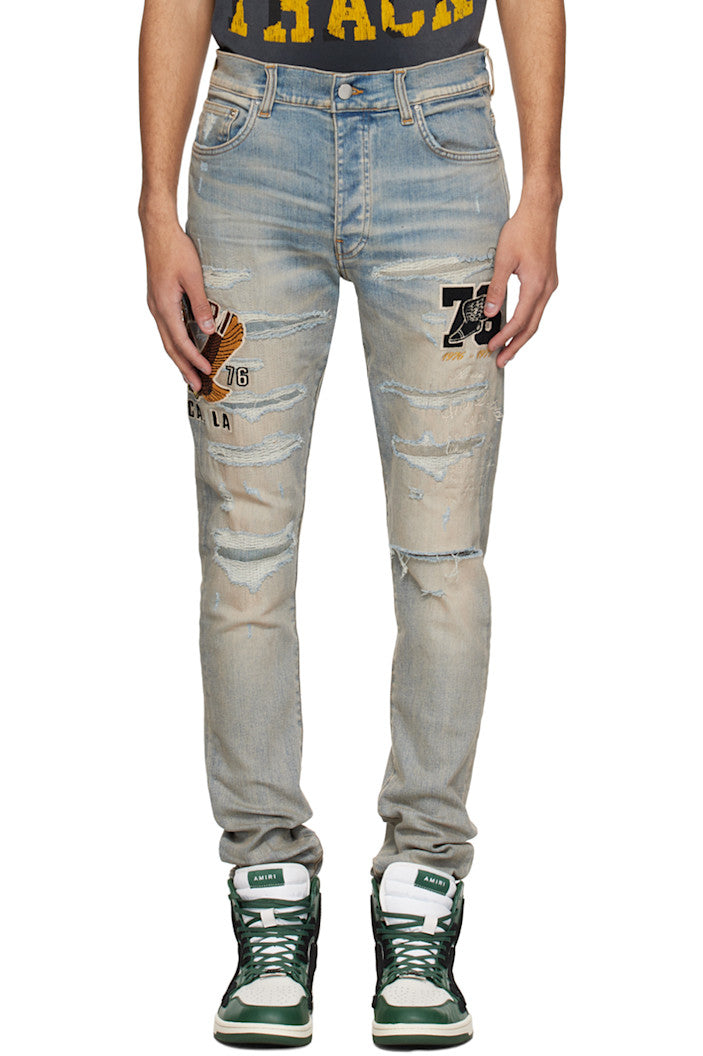 Amiri AMIRI Indigo Varsity Eagle Jeans - Size: 28 Jeans | Shop From The Mirage